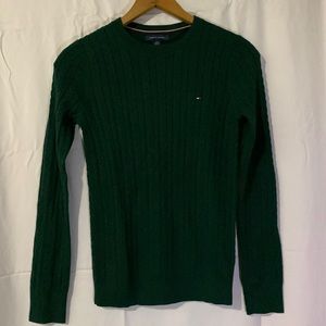 Tommy Hilfiger dark green long sleeve cable knit sweater